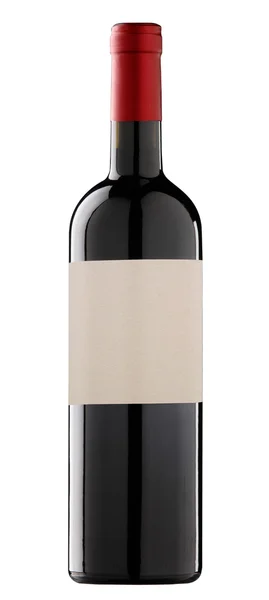 Red wine bottle isolated with blank label. Clipping path include — Stock Photo, Image