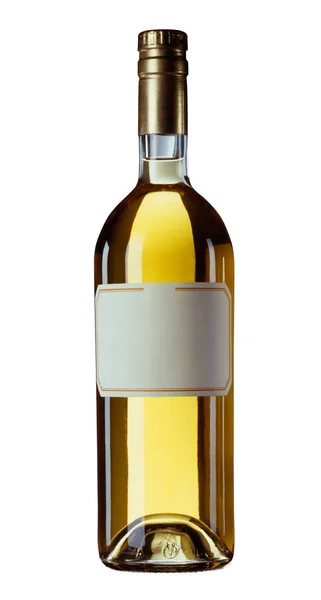 Frasco de vinho isolado com rótulo em branco. Caminho de recorte incluído — Fotografia de Stock