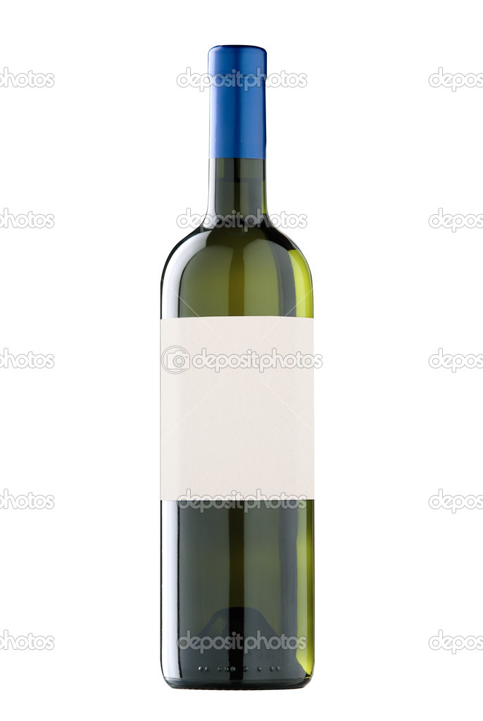 Bottle isolated with blank label. Clipping pathes included