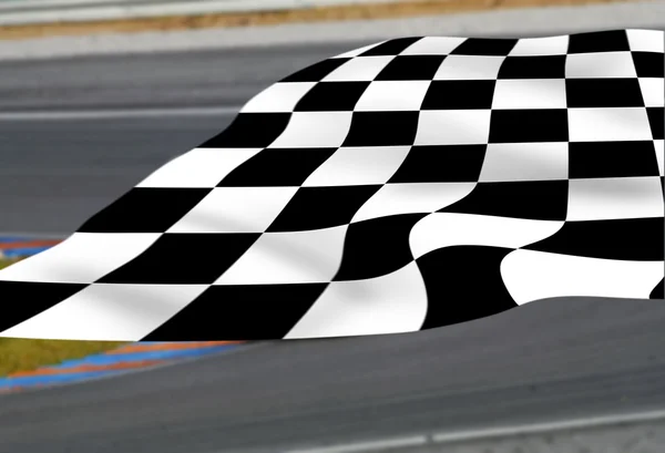 Chequered flag on racetrack. — Stock Photo, Image