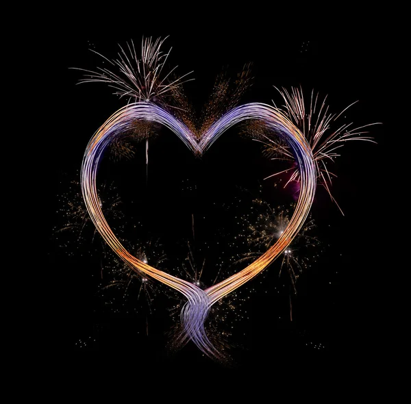 Coração com fogos de artifício — Fotografia de Stock