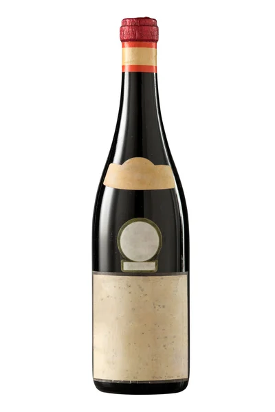 Bottiglia di vino rosso vintage con etichetta bianca . — Foto Stock