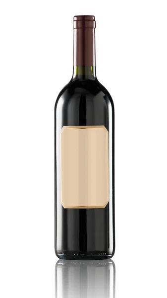 Red wine bottle isolated with blank label. Clipping path include — Stock Photo, Image