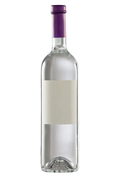 Botella aislada con etiqueta en blanco. Recorte de ruta incluido —  Fotos de Stock