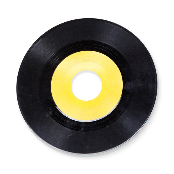 Empty vinyl record with shadow on white (with clipping path)