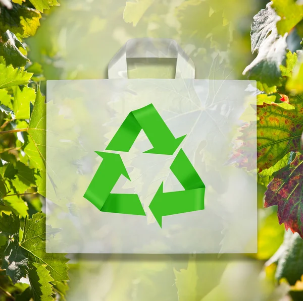 Tasche mit Recycling-Symbol. — Stockfoto