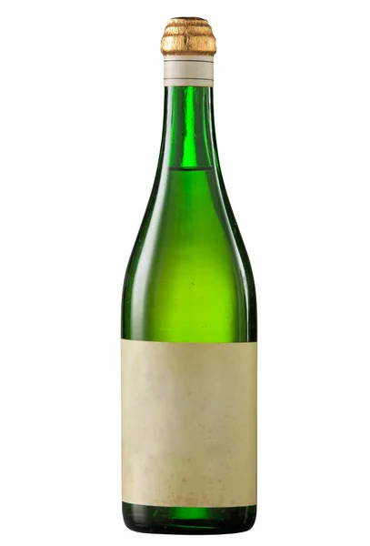 Garrafa de vinho branco vintage com etiqueta em branco . — Fotografia de Stock