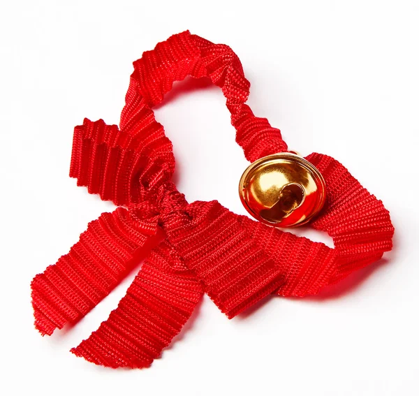 Jingle bell with a red ribbon — Stock Photo, Image