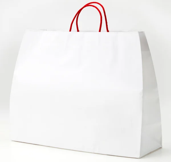 Beyaz alışveriş çantası. — Stok fotoğraf