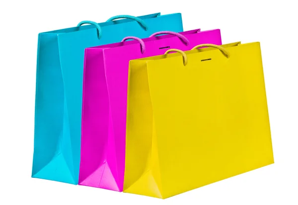 Cyan, magenta, yellow shopping bags. — Stock Photo, Image