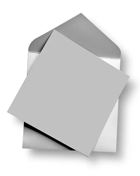 Cartão de prata e envelope . — Fotografia de Stock