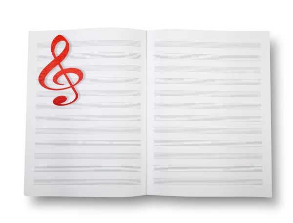 Empty book with pentagrams or score. — Stock Photo, Image