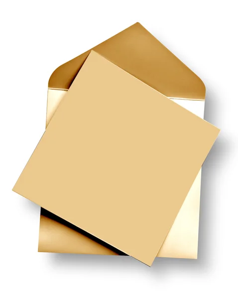 Golden card and envelope. — Stock Photo, Image