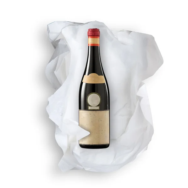 Tissue Paper and wine bottle — Stock Photo, Image