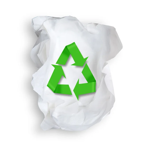 Seidenpapier und Recycling-Symbol. — Stockfoto