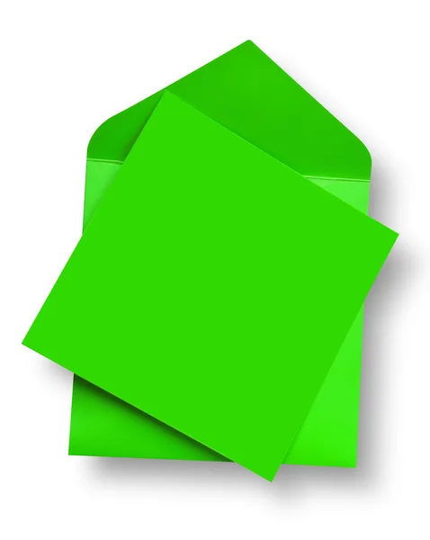 Grüne Karte und Umschlag. — Stockfoto