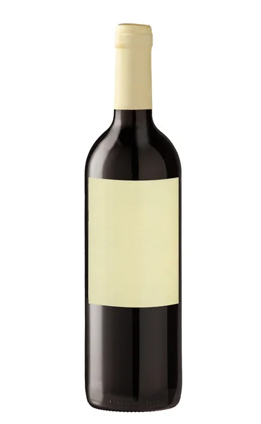 Bouteille de vin rouge isolée avec étiquette vierge . — Photo