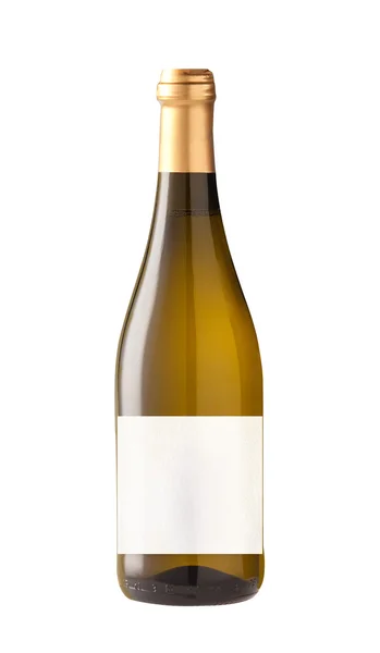 Na białym tle z pustą etykietę butelki wina. — Zdjęcie stockowe
