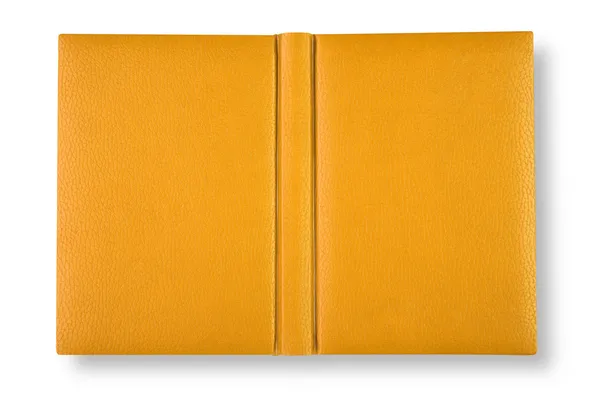 Yellow leather book cover with spin. — Stock Photo, Image