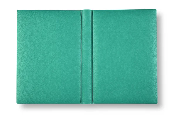 Green leather book cover with spin. — Stock Photo, Image