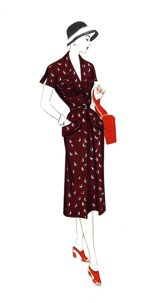 Vintage moda kadın — Stok fotoğraf