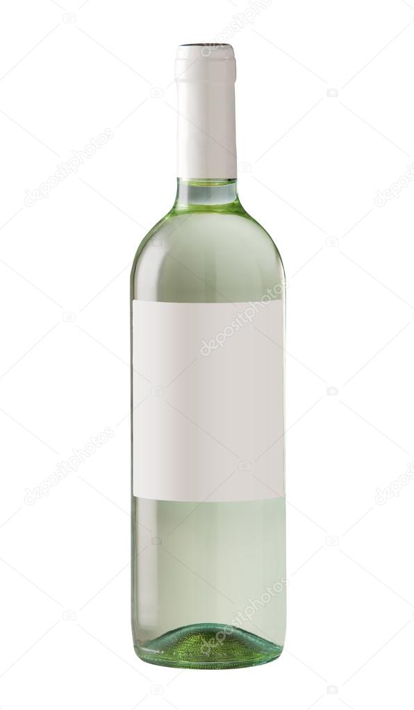 Wine bottle isolated with blank label.