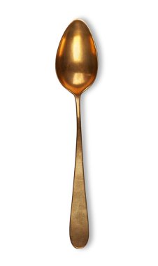 cuchara de oro sobre fondo blanco