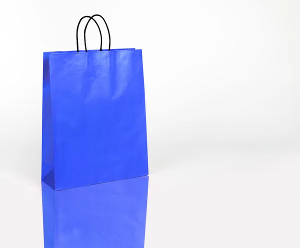 蓝色购物袋，您的文字或徽标的空间 — 图库照片
