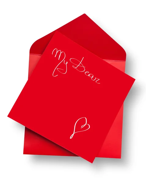 Czerwona kartka i kopertę z "mój drogi" — Zdjęcie stockowe