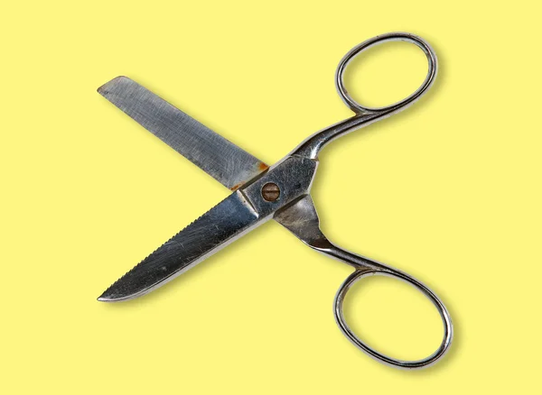 Scissors on yellow — Stock Photo, Image