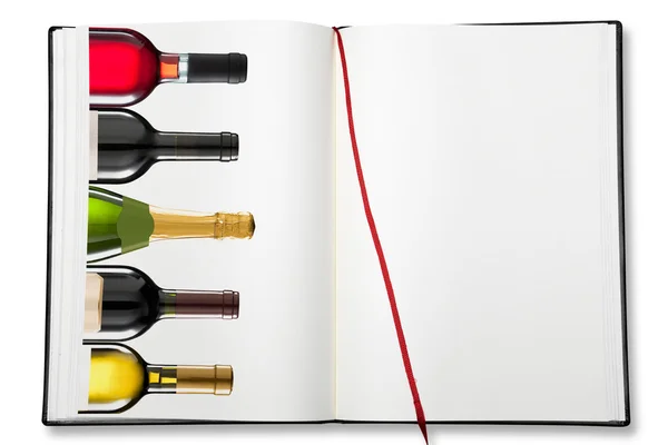 Libro de ejercicios en blanco abierto (Lista de vinos ) — Foto de Stock