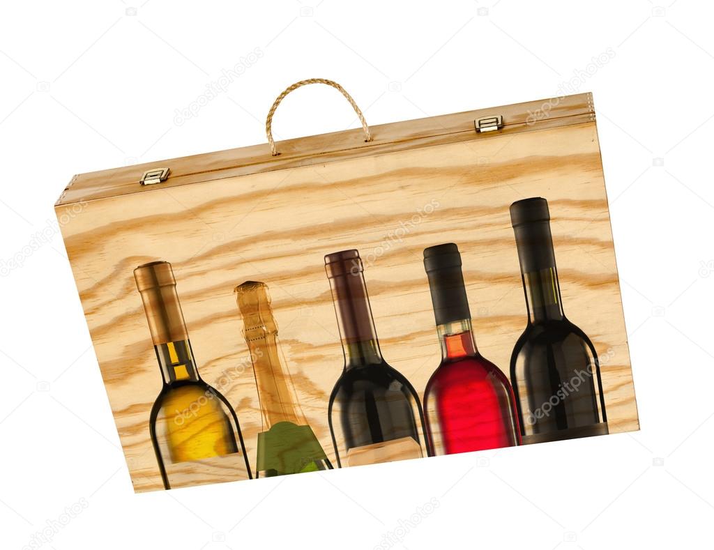Wooden box for bottles of wine.