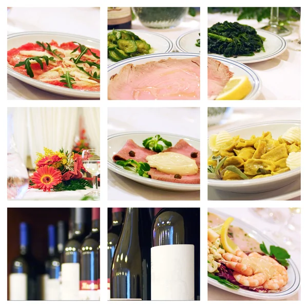 Collage of food and wine — Stock Photo, Image