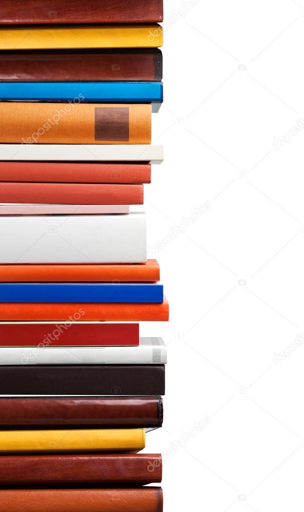 Stack of books on white with space for your logo or text