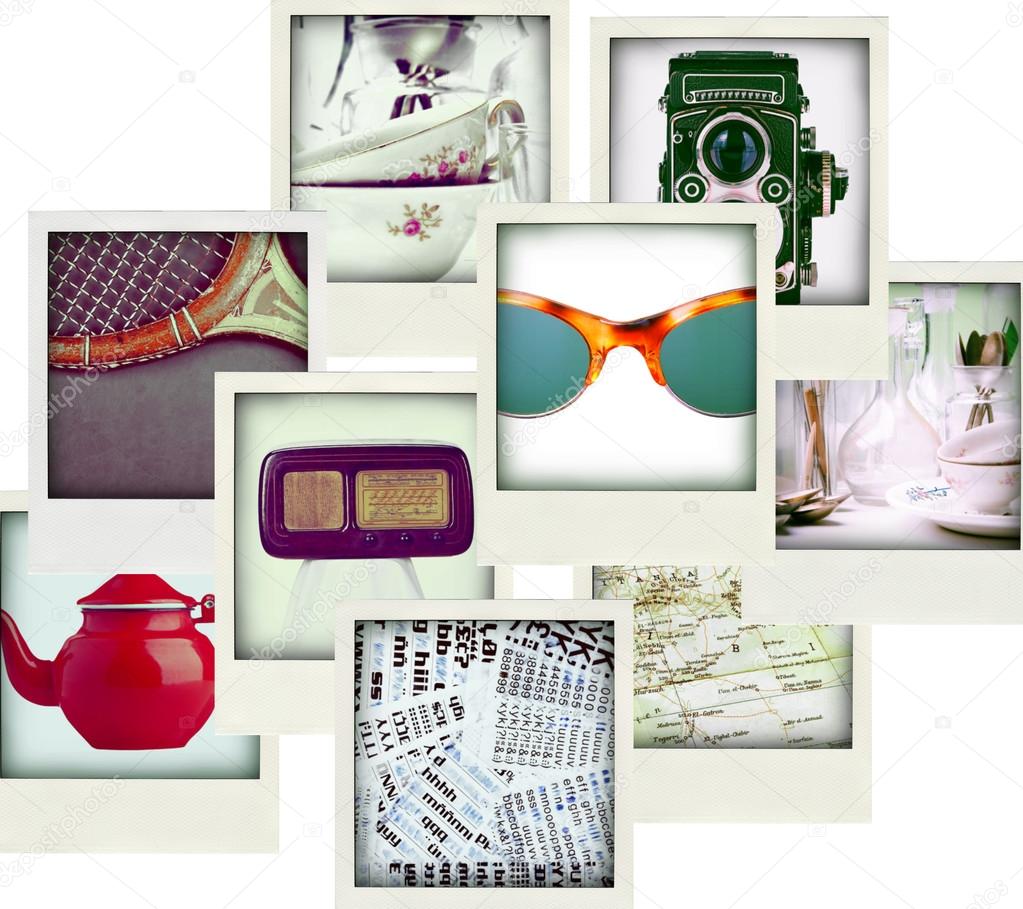 Collage of nine photos of vintage object