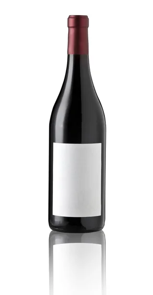 Botella de vino tinto aislada con etiqueta blanca . —  Fotos de Stock