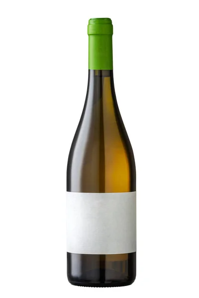 Botella Vino Aislada Con Etiqueta Blanco Para Texto Logotipo — Foto de Stock