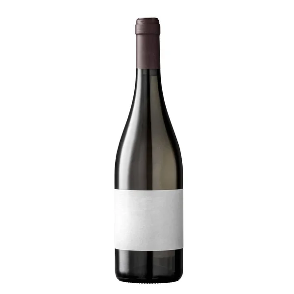 Garrafa Vinho Isolada Com Etiqueta Branco Para Seu Texto Logotipo — Fotografia de Stock