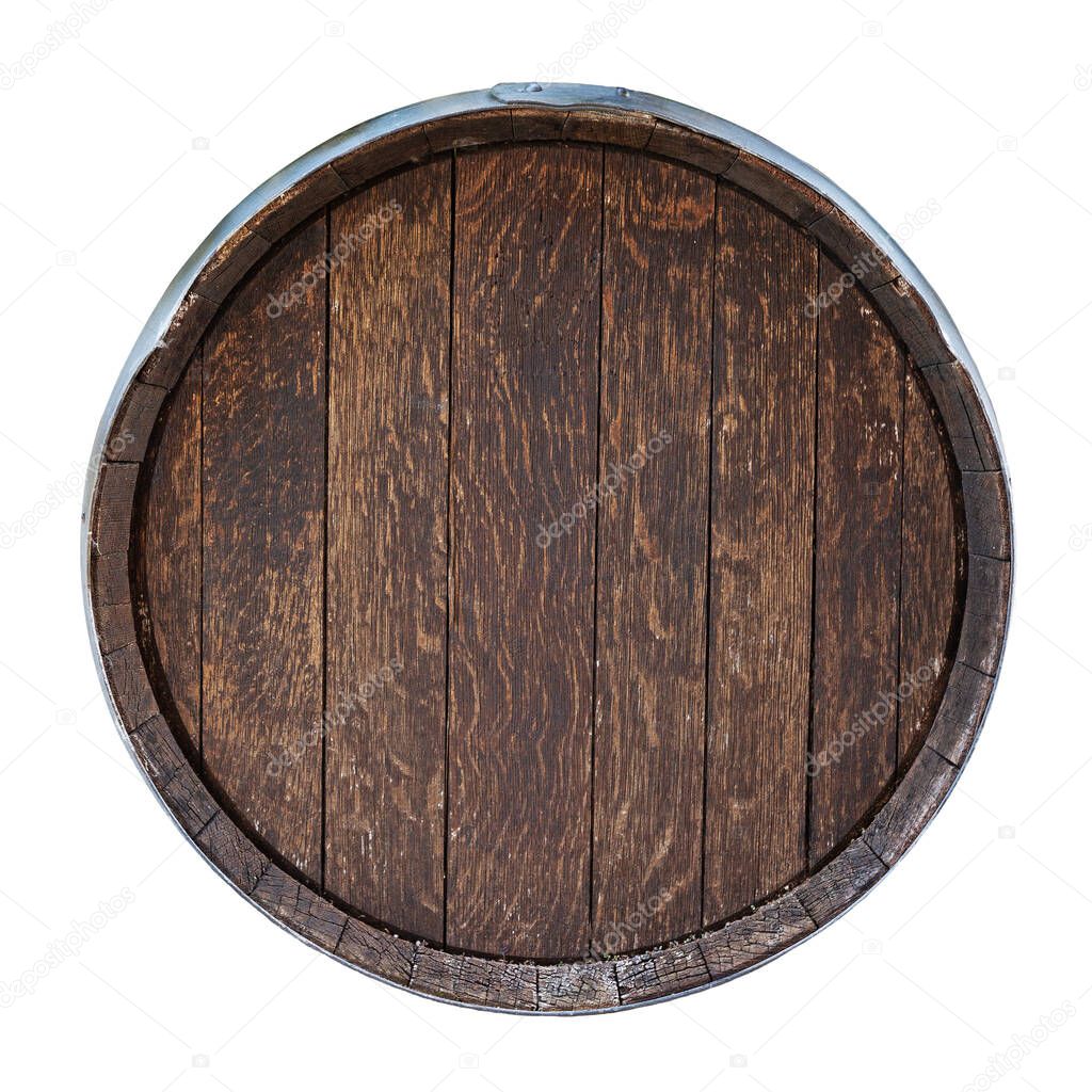 Old wooden barrel isolated on white.