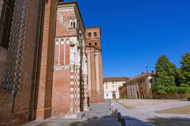 Downtown of Asti, In Piedmonte, Italy. On the left the Cathedral with the bell tower. 