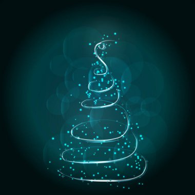 Parlak Parçacıklar ve Parlayan Yıldızlarla Soyut Noel Ağacı Resimleri 