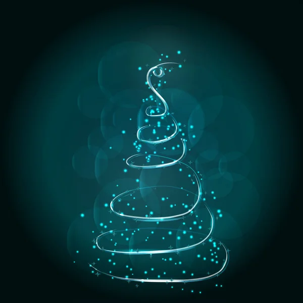 Abstract Christmas Tree Illustration with Shiny Particles and Glowing Stars — стокове фото