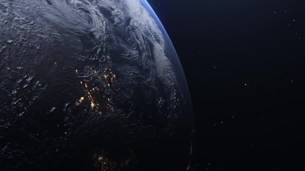 Animation Earth Space Φώτα Της Πόλης Νύχτα Την Ανατολή Και — Αρχείο Βίντεο