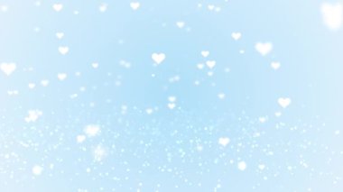 Flying Hearts on Blue Pastel Background for Wedding or Valentines Day