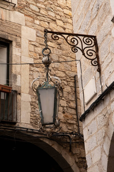 Antique designer lantern for street lighting. Lamp.