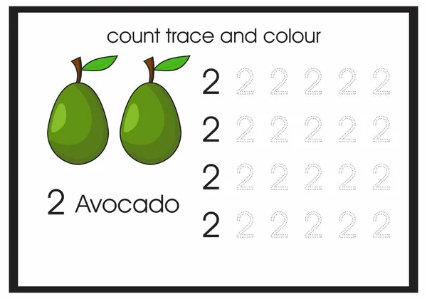 Räkna Spår Och Färg Avokado Nummer — Stockfoto