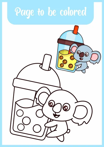 Çocuklar için boyama kitabı. Tatlı koala içeceği.