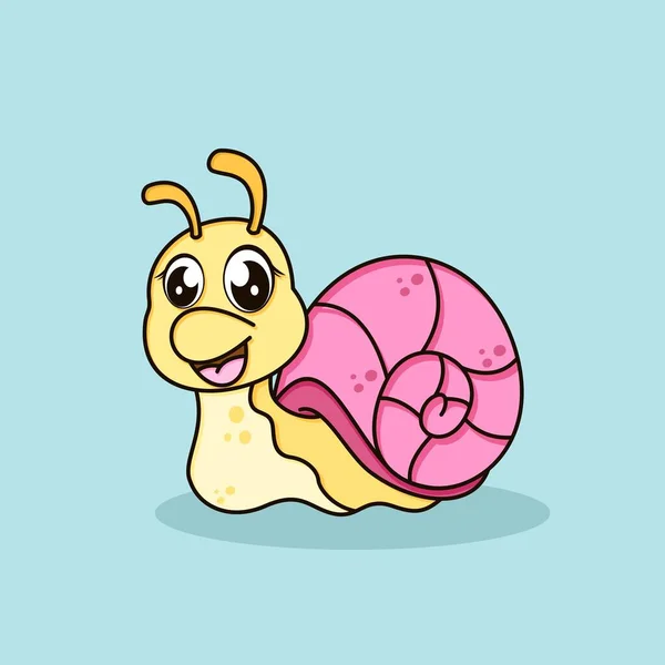 Cute Snail Cartoon Vector Icon Illustration Flat Cartoon Style — Stock Vector