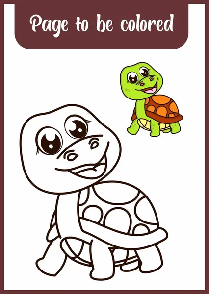 Coloring Book Kids Turtle — Stok Vektör