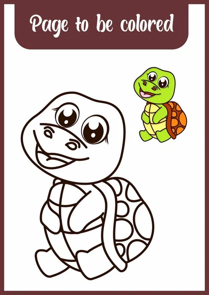 Coloring Book Kids Turtle — Stok Vektör
